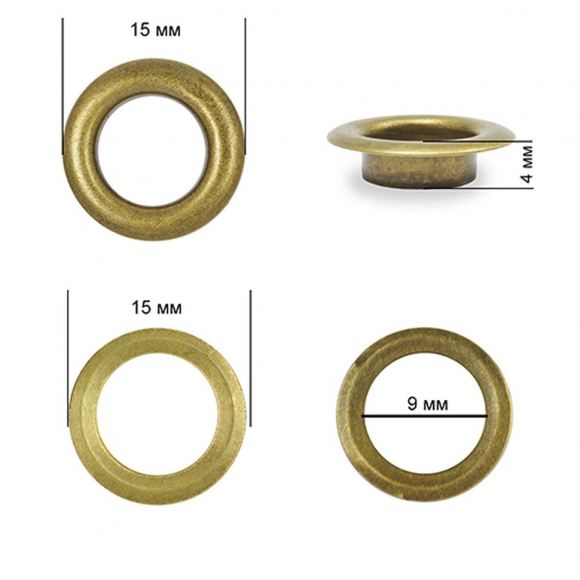Люверсы сталь TBY.2091 №24 (? 9мм, h 4мм) цв. антик уп. 500шт Люверсы сталь TBY.2091 №24 (? 9мм, h 4мм) цв. антик уп. 500шт