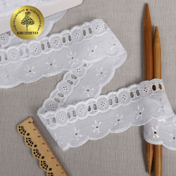 Кружево шитье KRUZHEVO арт.ТСВ-20S15 шир.5см цв.001 белый, уп.13,71м