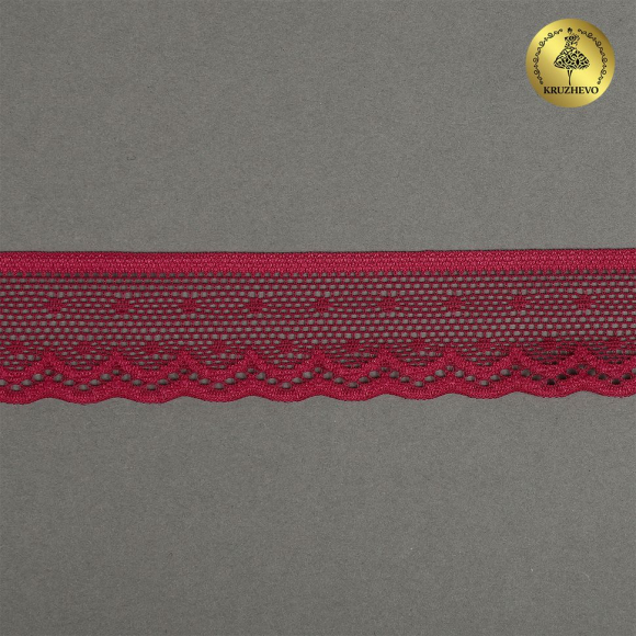 Кружево-стрейч KRUZHEVO арт.TBY.8028 шир.25мм цв.S261 лесная ягода уп.50м
