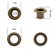 Люверсы сталь New Star №1,7 (? 3,7мм, h 4,56мм) цв. антик уп. 100шт