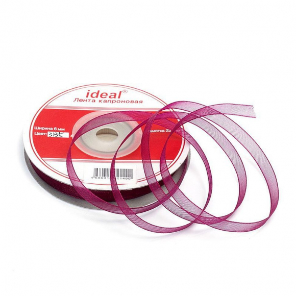 Лента капрон IDEAL арт.JF-001 шир.6мм цв.033 (4082/3135) бордо уп.22,85 м
