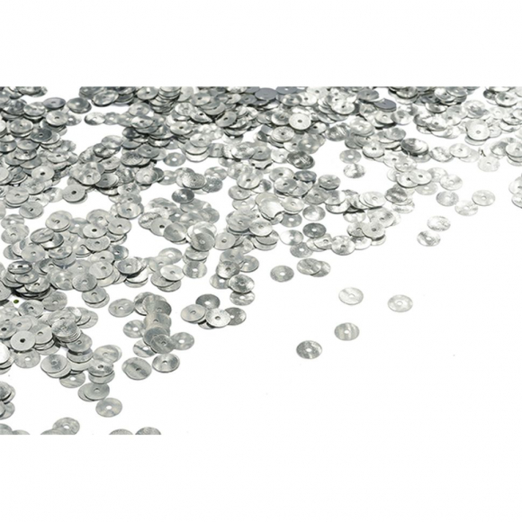 Пайетки плоские россыпью TBY-FLK022 6мм цв.01 серебряный уп.50г