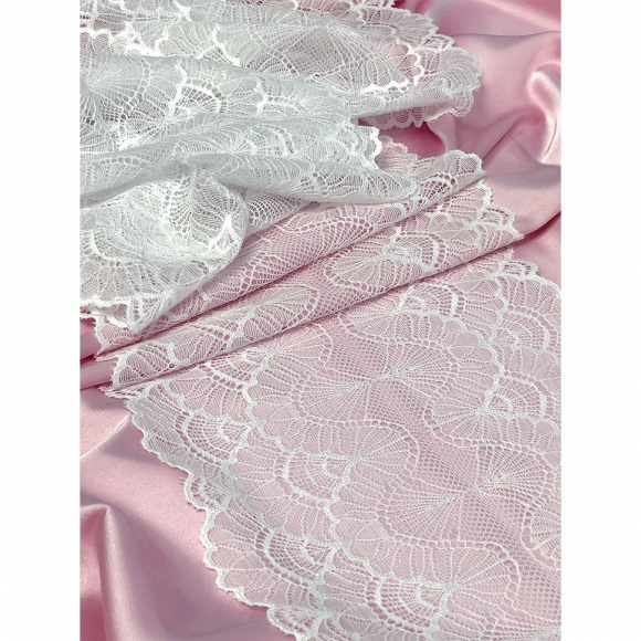 Кружево-стрейч KRUZHEVO арт.TBY.8034 шир.195мм цв.004 белый уп.2,7м