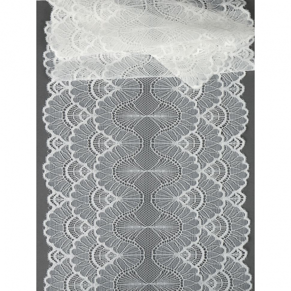 Кружево-стрейч KRUZHEVO арт.TBY.8034 шир.195мм цв.004 белый уп.2,7м