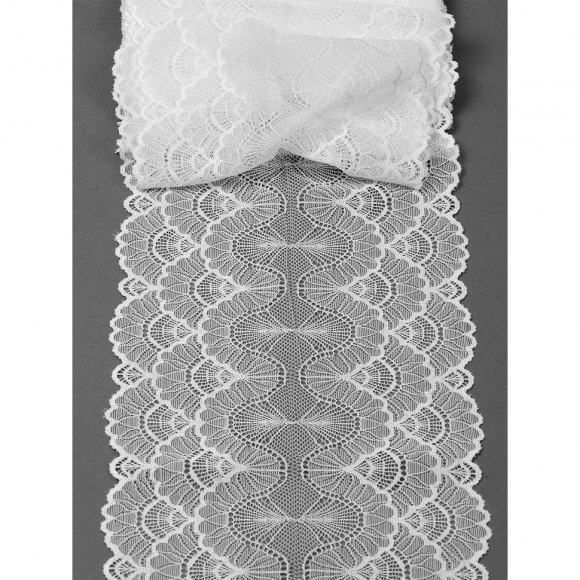 Кружево-стрейч KRUZHEVO арт.TBY.8034 шир.195мм цв.004 белый уп.2,7м