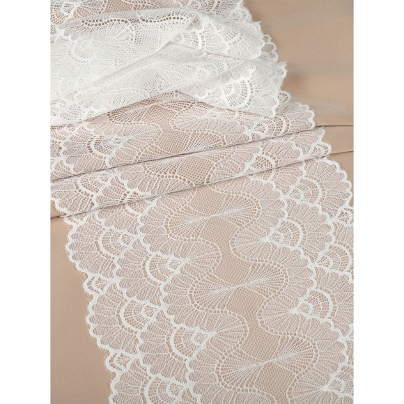 Кружево-стрейч KRUZHEVO арт.TBY.8034 шир.195мм цв.004 белый уп.2,7м
