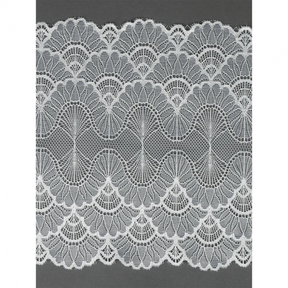 Кружево-стрейч KRUZHEVO арт.TBY.8034 шир.195мм цв.004 белый уп.2,7м