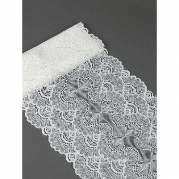 Кружево-стрейч KRUZHEVO арт.TBY.8034 шир.195мм цв.004 белый уп.2,7м