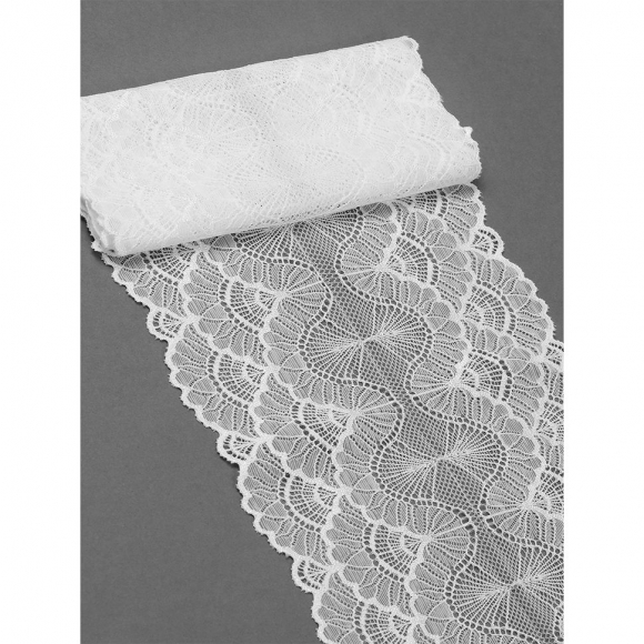 Кружево-стрейч KRUZHEVO арт.TBY.8034 шир.195мм цв.004 белый уп.2,7м