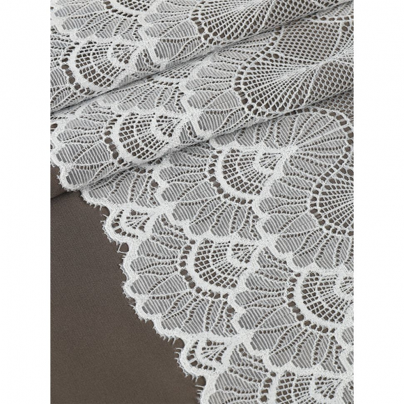Кружево-стрейч KRUZHEVO арт.TBY.8034 шир.195мм цв.004 белый уп.2,7м