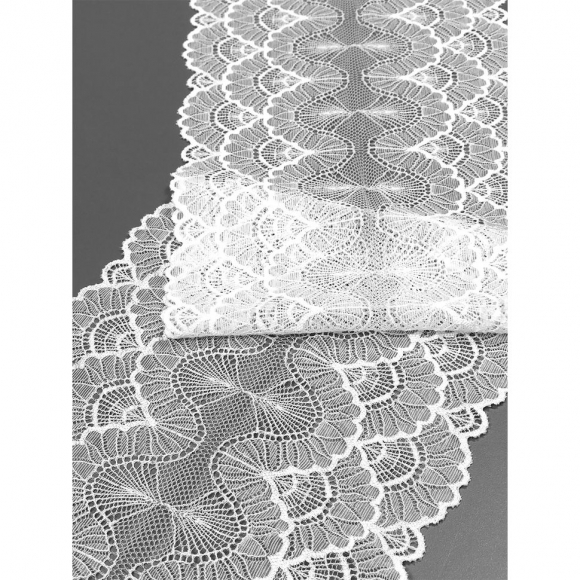 Кружево-стрейч KRUZHEVO арт.TBY.8034 шир.195мм цв.004 белый уп.2,7м