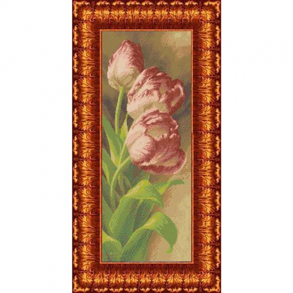 Рисунок на ткани КАРОЛИНКА арт. КБЦ-2002 Тюльпаны 21,5х54,3 см Рисунок на ткани КАРОЛИНКА арт. КБЦ-2002 Тюльпаны 21,5х54,3 см