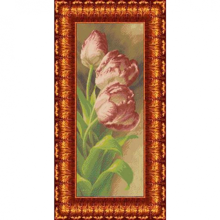 Рисунок на ткани КАРОЛИНКА арт. КБЦ-2002 Тюльпаны 21,5х54,3 см