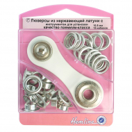 96417_Набор люверсов 10,5 мм с инструментом для установки, цвет серебристый