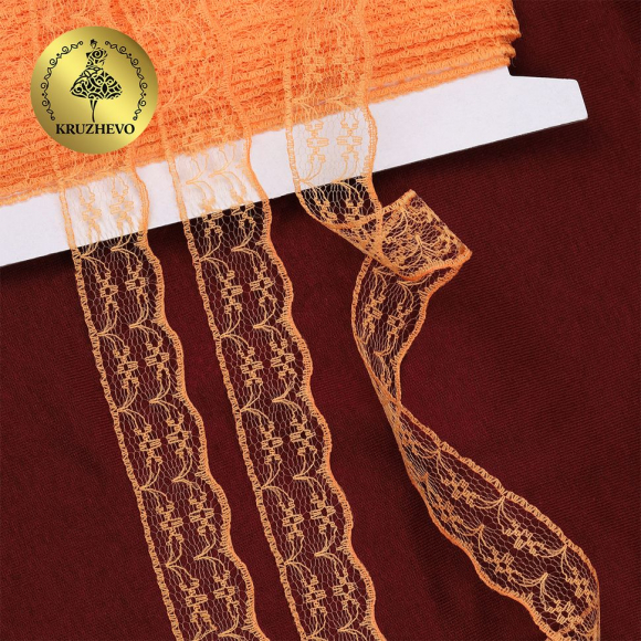 Кружево-трикотаж KRUZHEVO арт.TBY 1663 шир.20мм цв.11 оранжевый, уп.27,4м