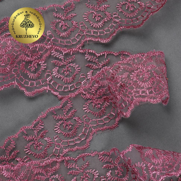 Кружево капрон KRUZHEVO арт.TBS.30010 шир.45мм цв.170 (255) т.розовый уп.9,14м