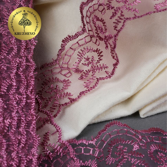 Кружево капрон KRUZHEVO арт.TBS.30010 шир.45мм цв.170 (255) т.розовый уп.9,14м