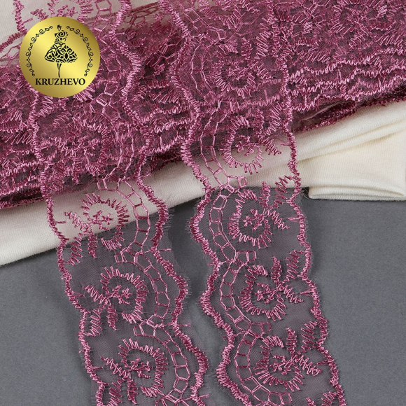 Кружево капрон KRUZHEVO арт.TBS.30010 шир.45мм цв.170 (255) т.розовый уп.9,14м