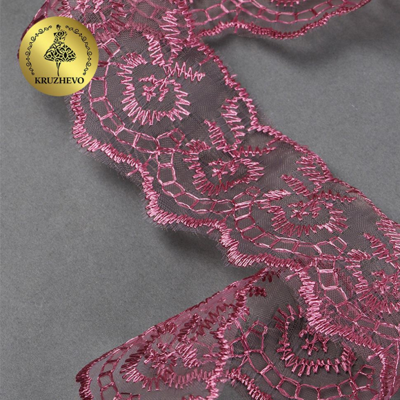 Кружево капрон KRUZHEVO арт.TBS.30010 шир.45мм цв.170 (255) т.розовый уп.9,14м