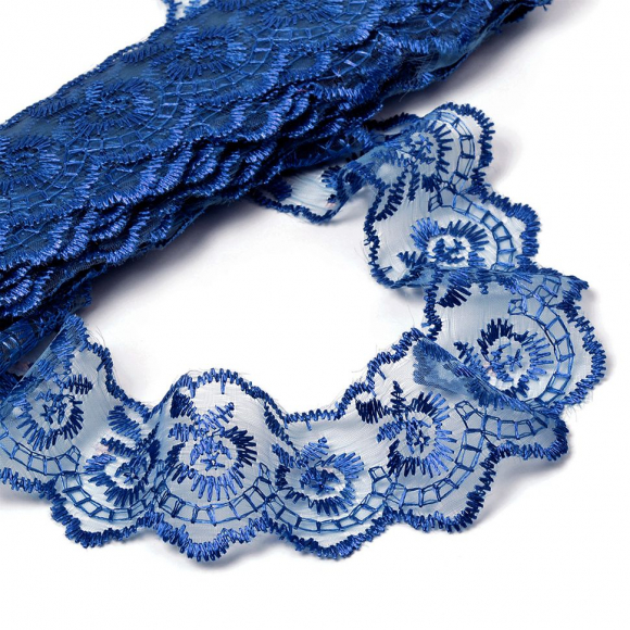 Кружево капрон KRUZHEVO арт.TBS.30010 шир.45мм цв.330 т.синий уп.9,14м