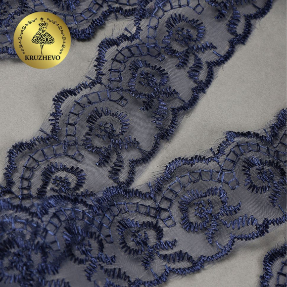Кружево капрон KRUZHEVO арт.TBS.30010 шир.45мм цв.330 т.синий уп.9,14м