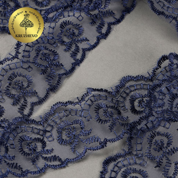 Кружево капрон KRUZHEVO арт.TBS.30010 шир.45мм цв.330 т.синий уп.9,14м