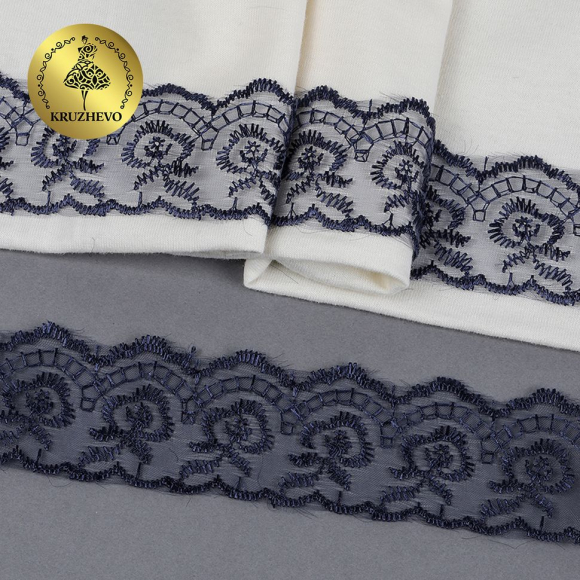Кружево капрон KRUZHEVO арт.TBS.30010 шир.45мм цв.330 т.синий уп.9,14м