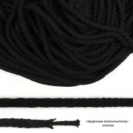 Шнур круглый х/б 08мм вязальный с наполнителем TW цв.032 черный уп.50 м