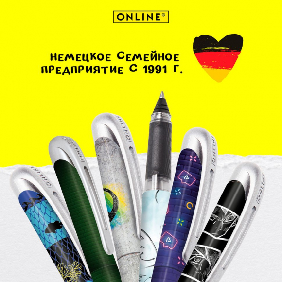 190762_Ручка-роллер "College" с синим картриджем, толщина линии 0.7 мм, принт "Game Over"