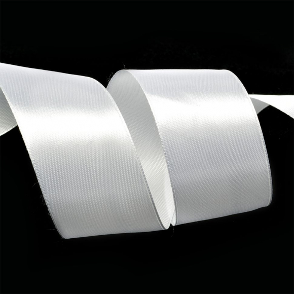 Лента атласная 38мм цв.3001 кипенно-белый IDEAL уп.27,4 м