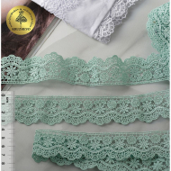 Кружево гипюр KRUZHEVO арт.TR.SUN.09 шир.32мм цв.822 мята уп.9м