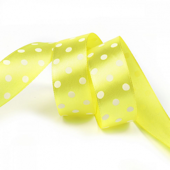 Лента атласная Ideal LDAG253014 Горошек 25мм цв.желтый уп.27,4м
