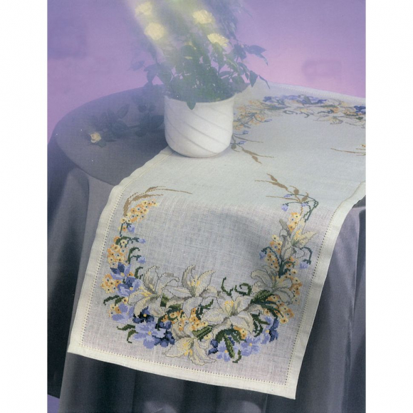 Набор для вышивания OEHLENSCHLAGER арт.59300 дорожки Лилии 37х99 см