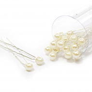 Шпильки арт.AVSH131 с бусинами 8 см цв.молочный уп.20 шт