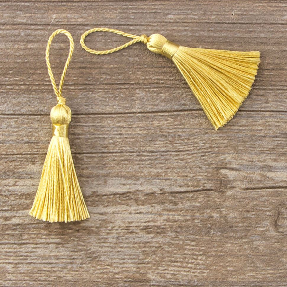 183399_Кисть декоративная на шнуре, длина 45 мм, цвет медовый