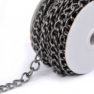 Цепочка 12х15х2,4мм, TBY-1942-2 металл цв.черн.никель рул.10м