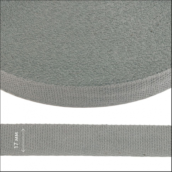 Тесьма киперная 17 мм хлопок 1,8г/см арт.12.2С-256К.17.012 цв.серый уп.50м