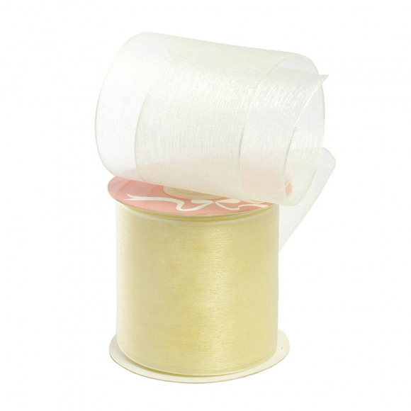 Лента капрон (органза) IDEAL шир.75мм цв.1002 молочный уп.27,4 м