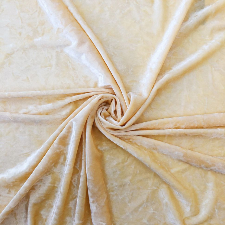 Плюш винтажный тонкий 2002-50 240г/м2 97%полиэстер3%лайкра цв.50 молочный 50х50см