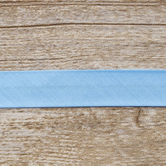 19648_Косая бейка хлопок/полиэстер 20 мм, 25 м, цвет 69, Синий светлый