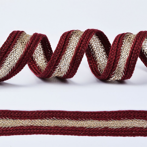 Тесьма TBY декоративная Елочка вязаная шир.20мм цв.02 бордовый уп.22,9м