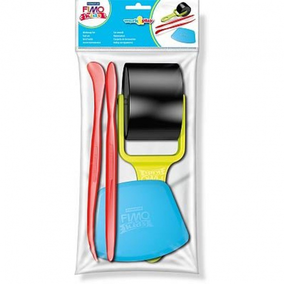 FIMO kids work&play комплект инструментов, состоящий из 2-х стеков для моделирования, резака, ролика, арт.8700 31
