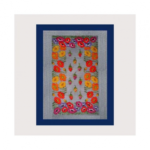 Набор для вышивания Le Bonheur des Dames арт.3655 Коврик Fleuri Anemones (Цветы Анемоны) 10,5х17,5 см