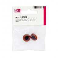 19469_Глазки стеклянные для мишек Тедди и кукол на металлической петле, цвет коричневый, диаметр 16 мм