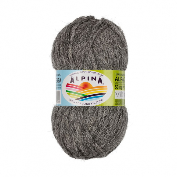 Пряжа ALPINA ALPACA TRENZA (90% альпака, 10% полиамид) 4х50г/150м цв.14 черный-серый Пряжа ALPINA ALPACA TRENZA (90% альпака, 10% полиамид) 4х50г/150м цв.14 черный-серый