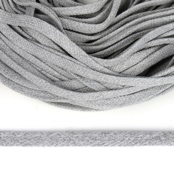 Шнур плоский х/б 10мм турецкое плетение TW цв.028 светло-серый уп.50м