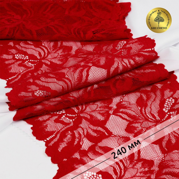 Кружево-стрейч KRUZHEVO арт.TBY.8038 шир.240мм цв.101 темно-красный уп.10м