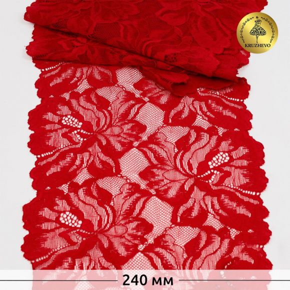 Кружево-стрейч KRUZHEVO арт.TBY.8038 шир.240мм цв.101 темно-красный уп.10м