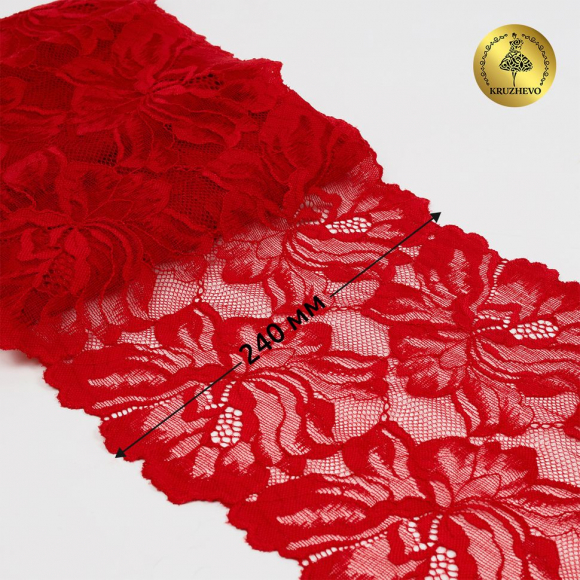 Кружево-стрейч KRUZHEVO арт.TBY.8038 шир.240мм цв.101 темно-красный уп.10м