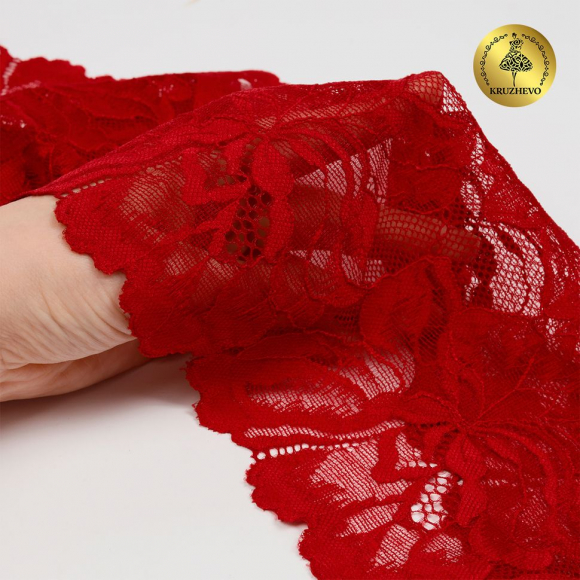 Кружево-стрейч KRUZHEVO арт.TBY.8038 шир.240мм цв.101 темно-красный уп.10м